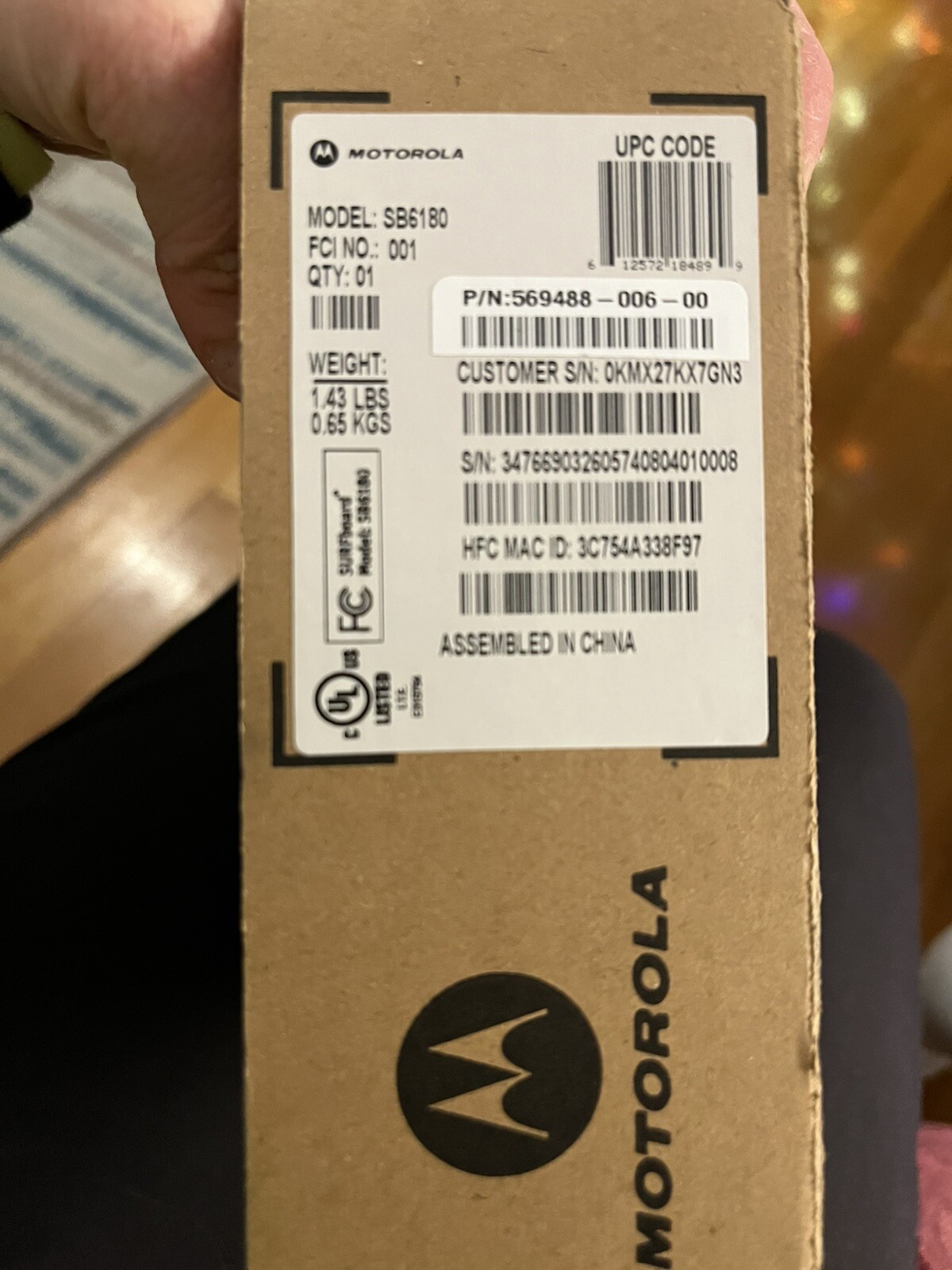Motorola Cable Modem SURFboard SB6180 W/Power Adapter