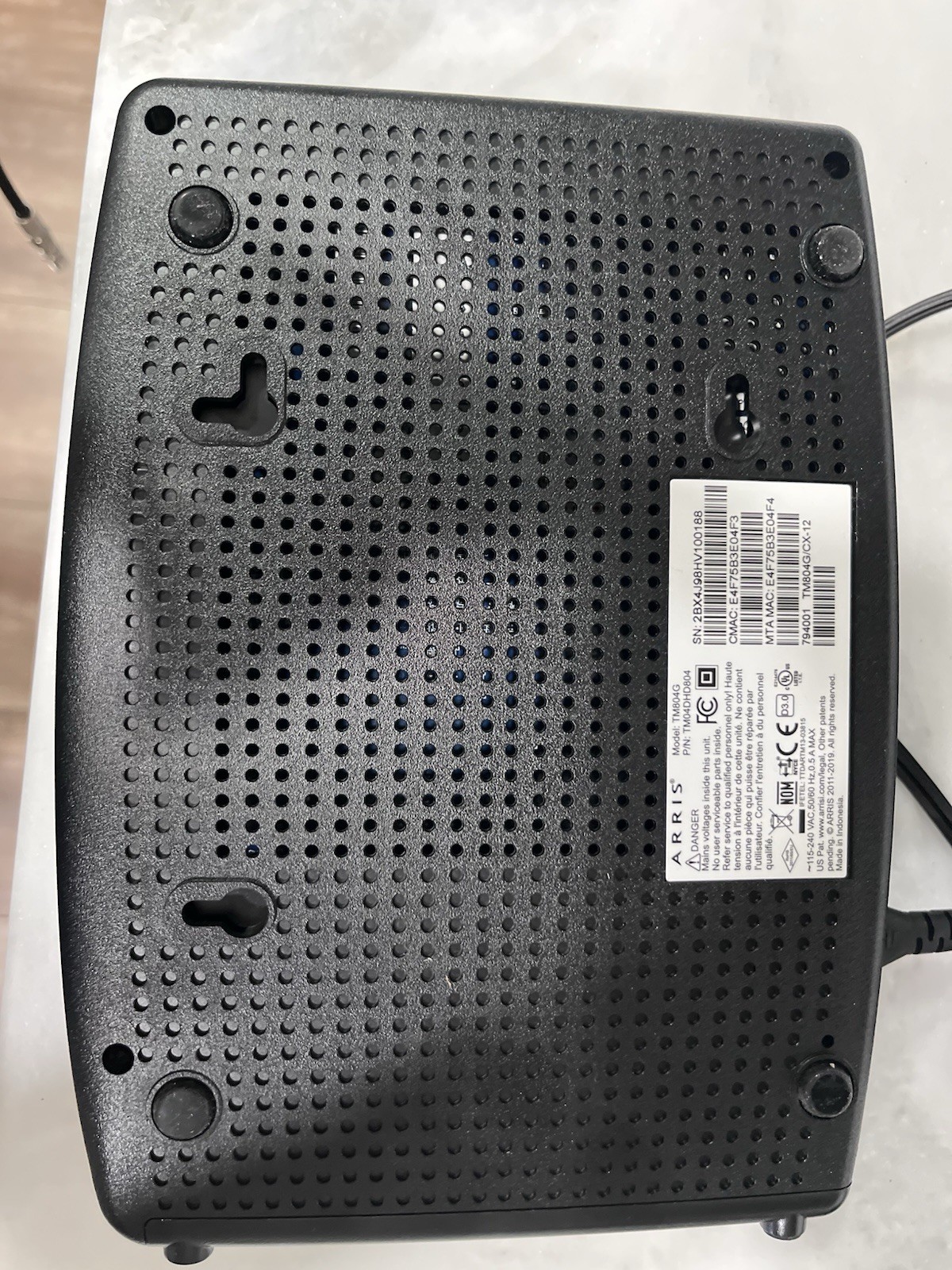 ARRIS Touchstone TM804G Telephony Modem & Power Cord Great Shape