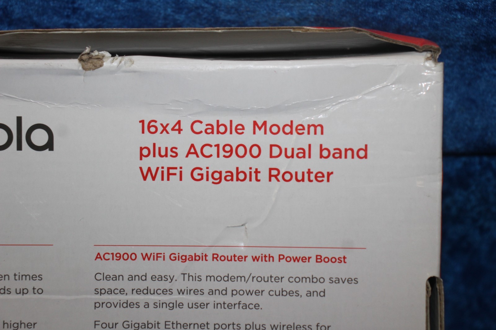 New Motorola MG7550 16×4 Cable Modem plus AC1900 Wifi Router with Power Boost