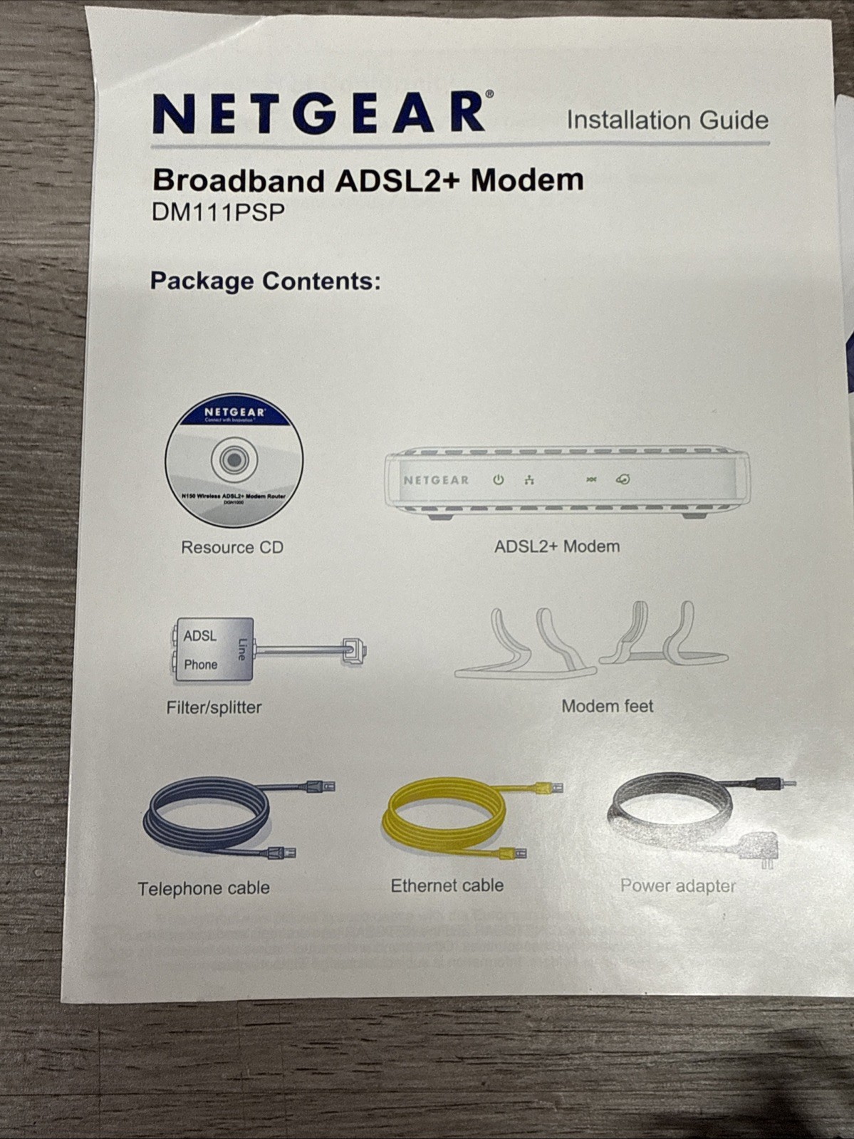 NETGEAR DM111PSP Broadband ADSL2+ Modem – USED – *Missing Filter/Splitter*