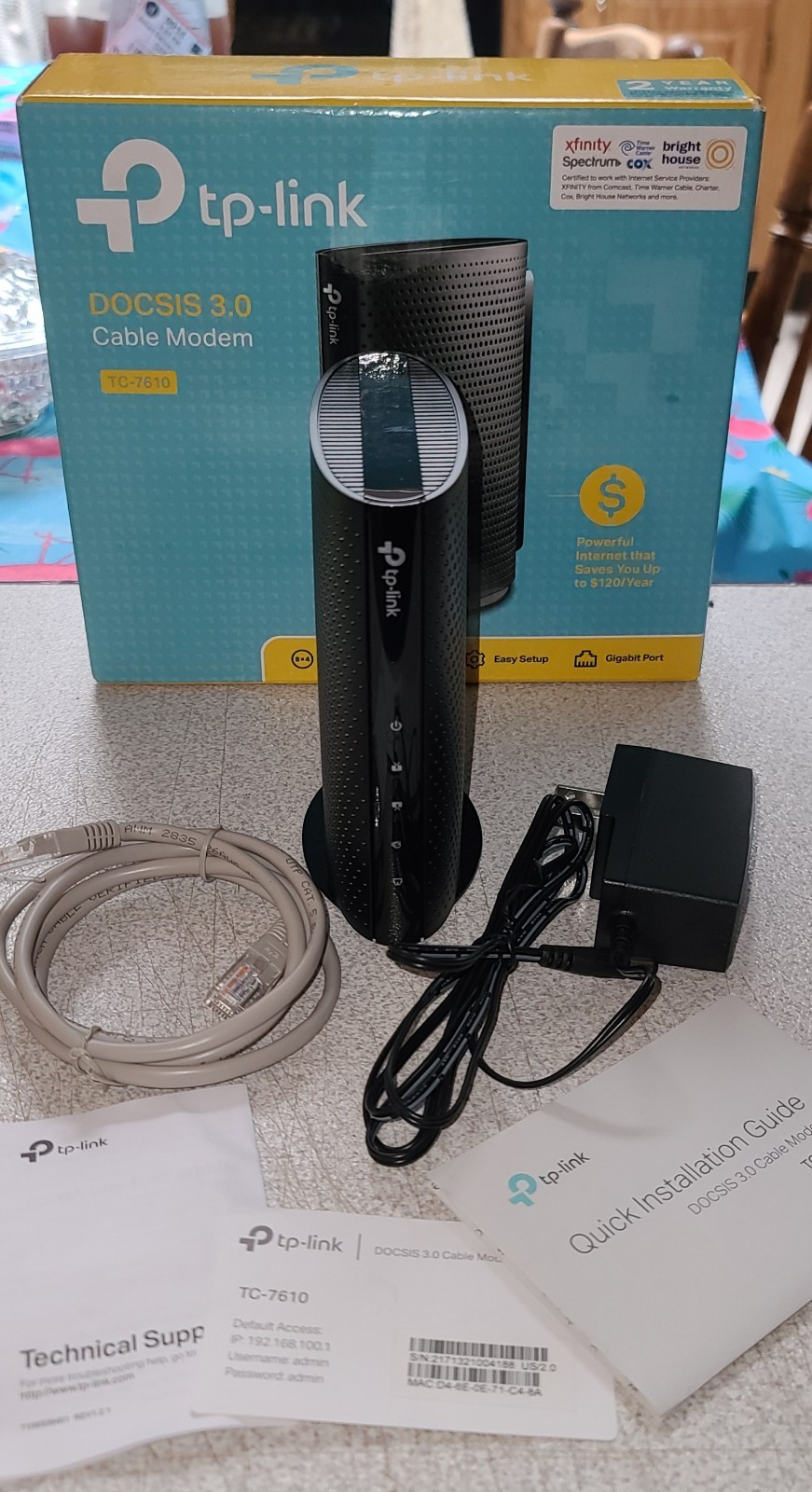 TP-Link TC-7610 DOCSIS 3.0 Cable Modem