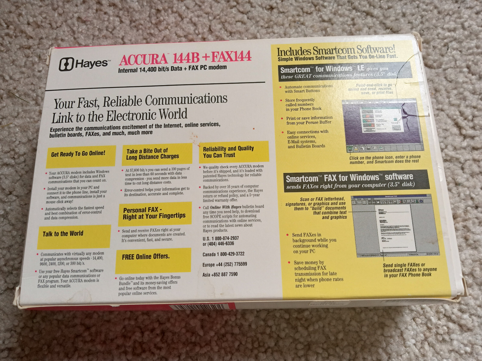 HAYES ACCURA 144B + FAX144 INTERNAL 14,400 bit/s Data + Fax PC Modem NEW IN BOX