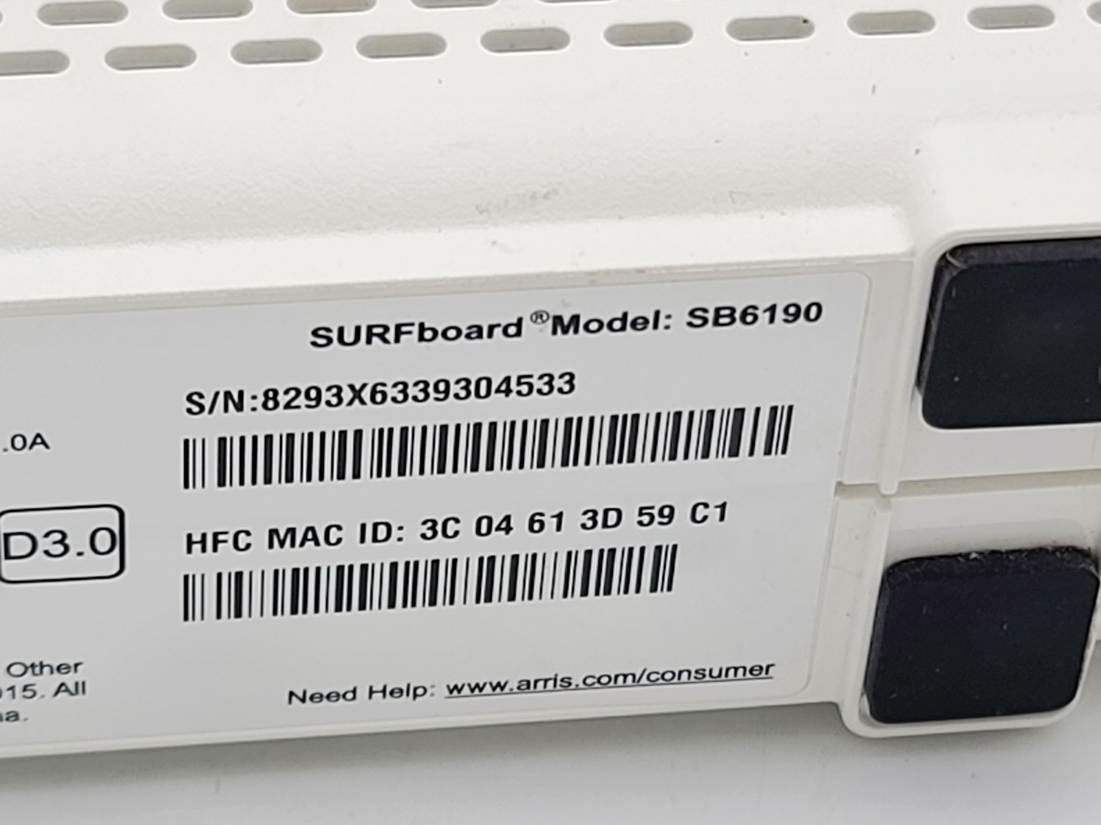 ARRIS SURFBOARD SB6190 DOCSIS 3.0 32X8 GIGABIT CABLE MODEM UP TO 1GBPS W CABLE
