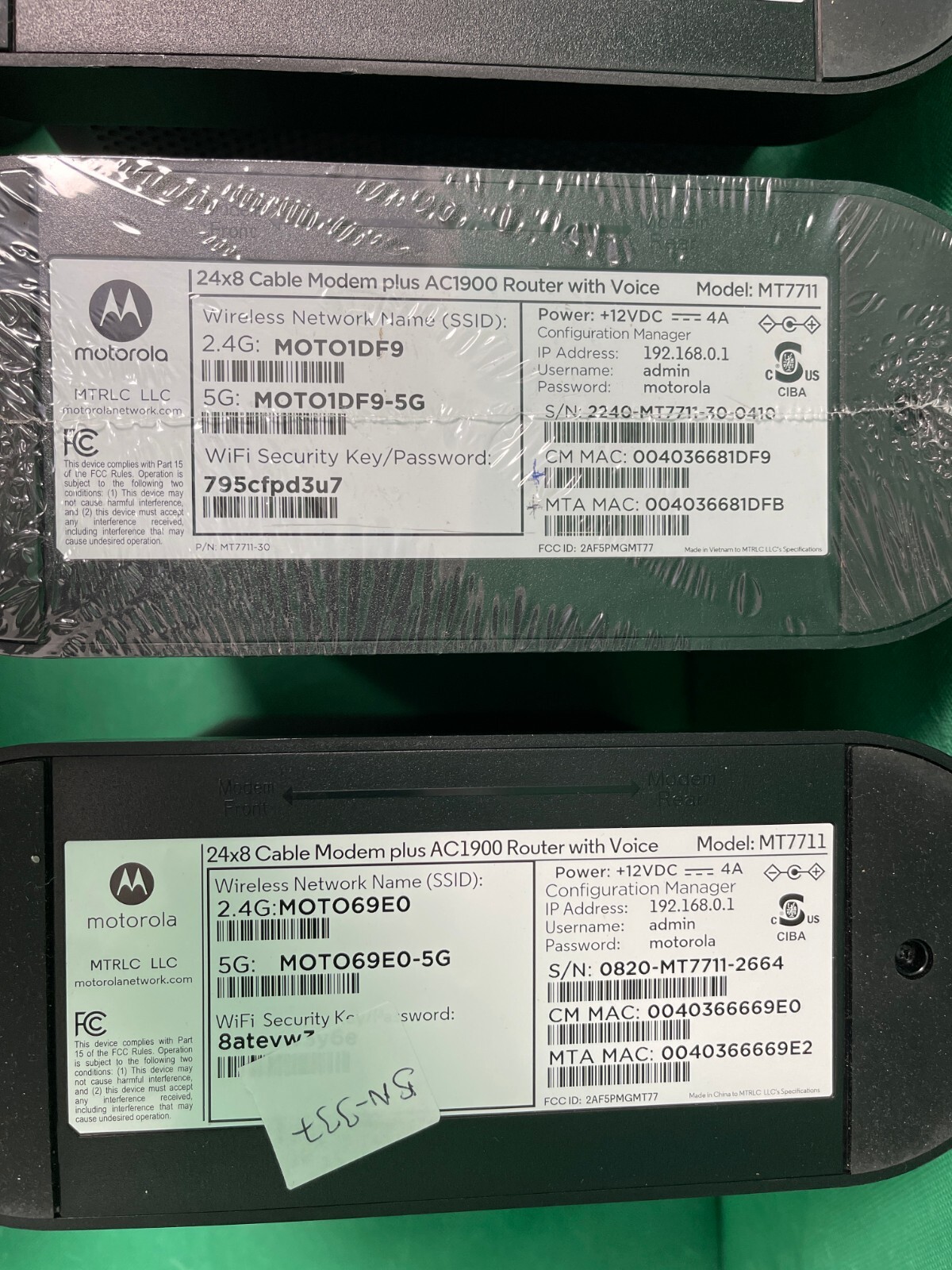 Motorola Mixed Modems – Lot of 6 – MT8733, MB7621, MT7711 *FOR PARTS*