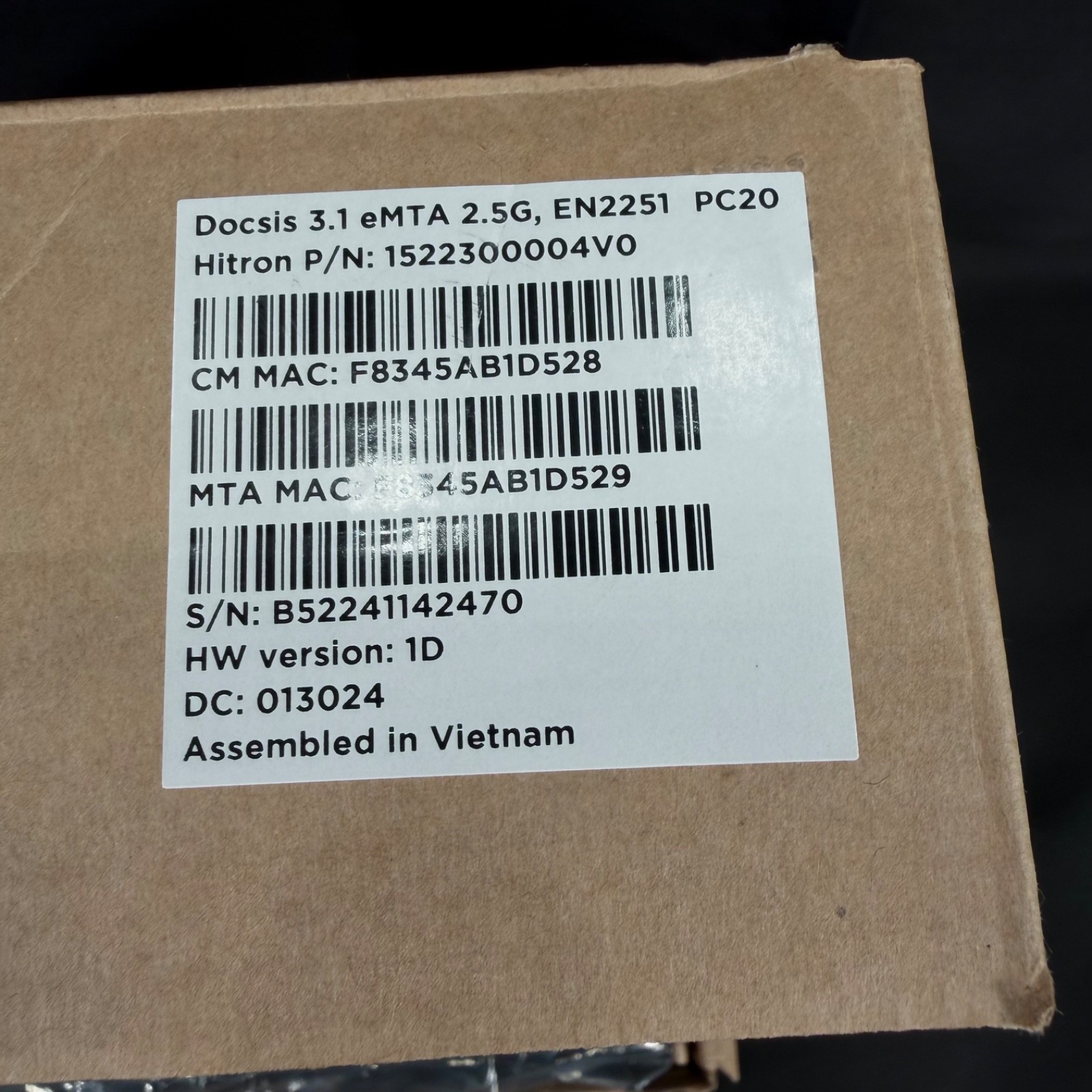 Spectrum DOCSIS 3.1 2.5G eMTA Cable Modem Router ES2251 – NEW Open Box UNUSED