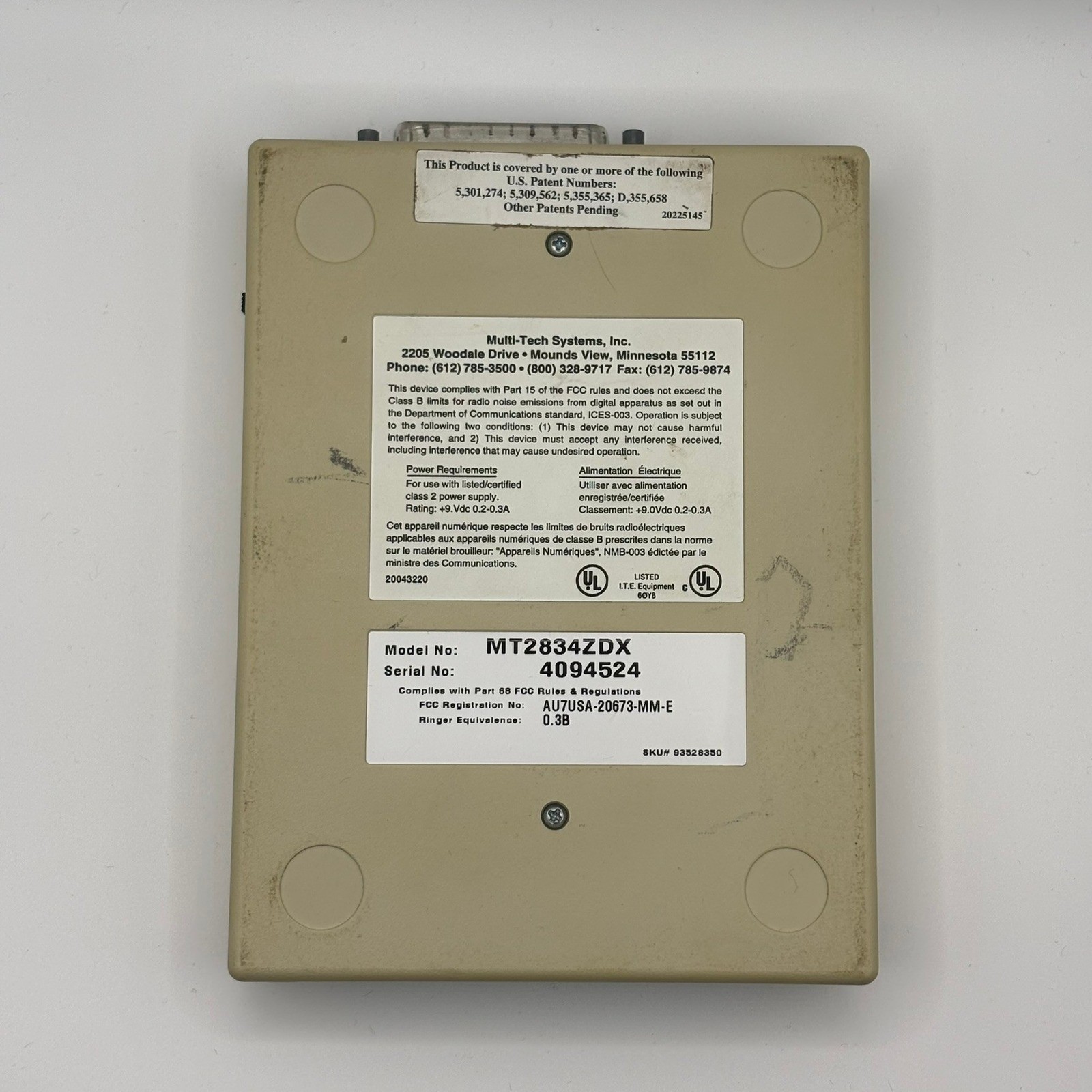 Multi-Tech MultiModem ZDX 28.8Kbps External Data Fax Modem MT2834ZDX Vintage