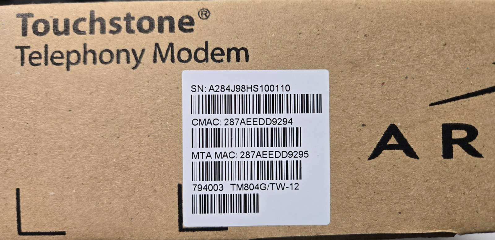 Arris Touchstone TM804G/TW-12 Modem
