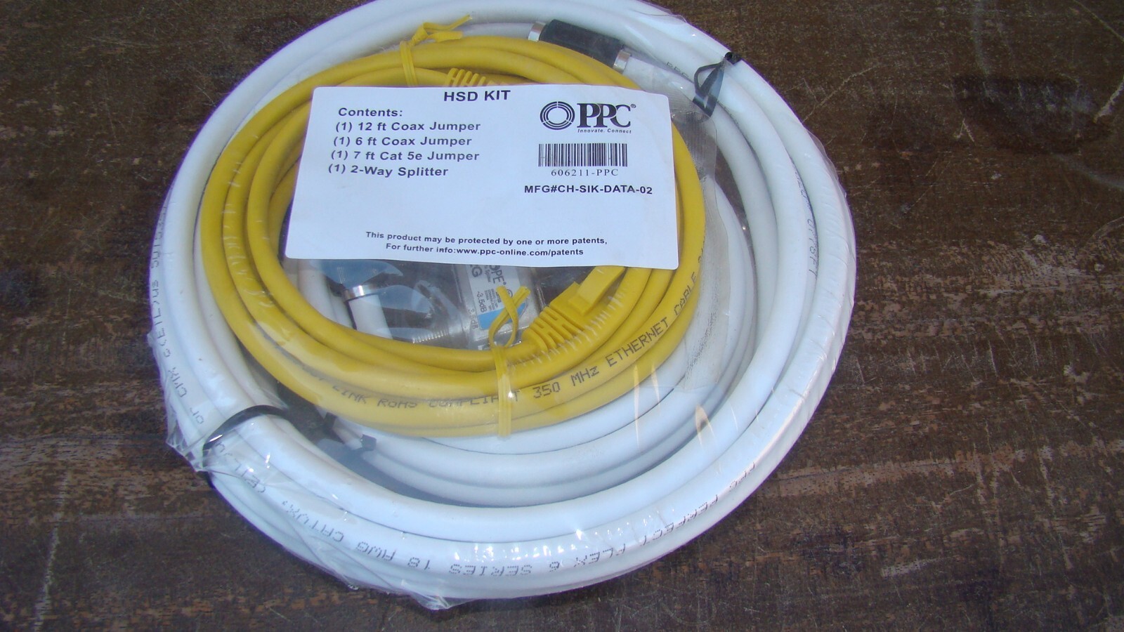 PPC HSD KIT Coax Jumpers, Cat 5e Jumper 2-Way Splitter Pack NEW ch-sik-data-02