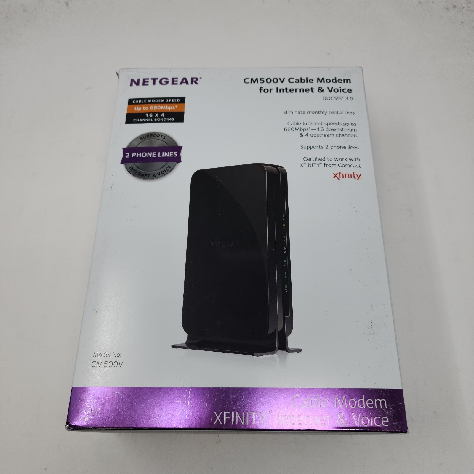 New NETGEAR CM500V Cable Modem for Internet & Voice Xfinity 680mbps