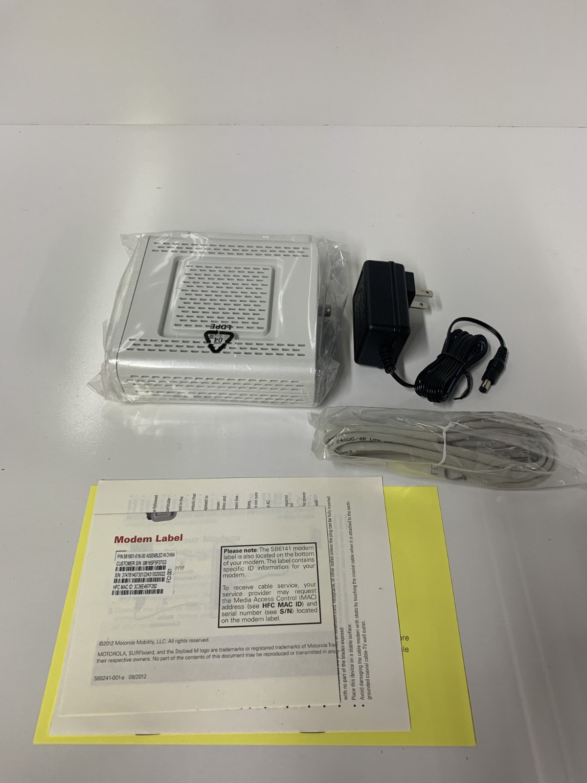 **Motorola Arris SURFBoard Wi-Fi Modem 400 Series Model: SB6141 (NEW Open Box)