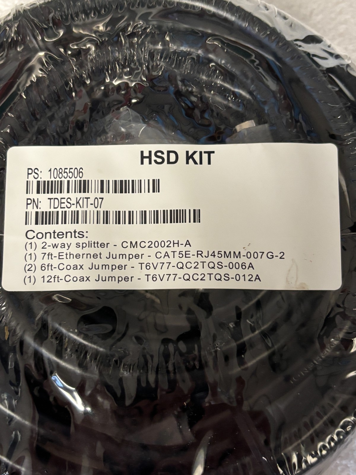 HSD Kit 12ft and 6 ft Coax Jumper 7ft Ethernet 2 way splitter New Sealed