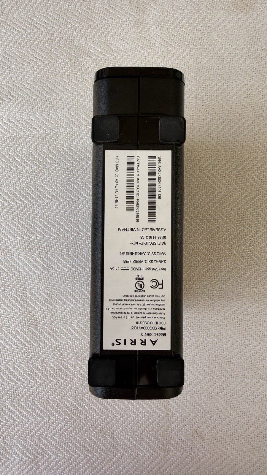 ARRIS SBG10 SURFboard AC1600 Dual-Band Cable Modem Router Black