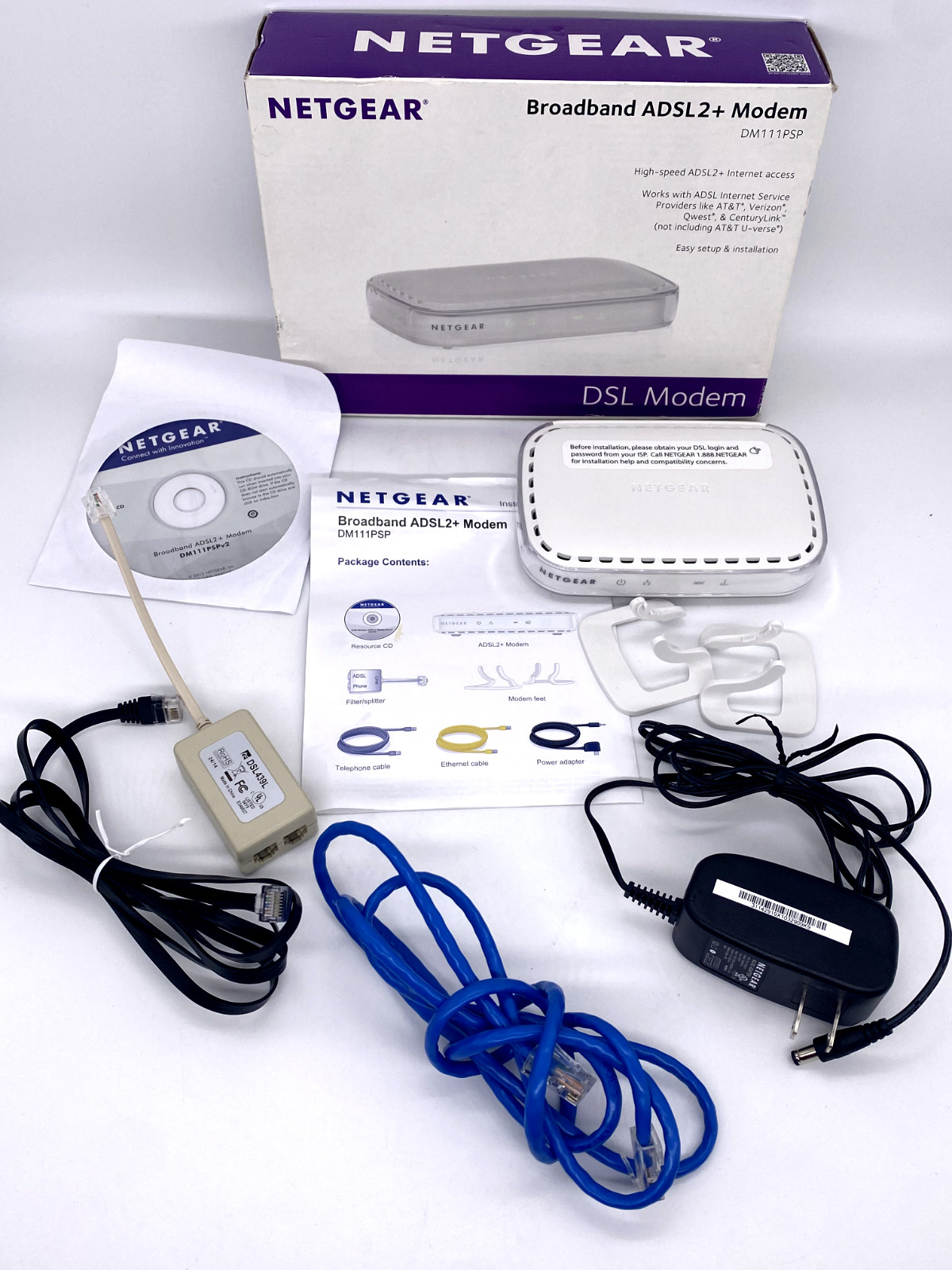Netgear DM111PSP 100NAS ADSL2+ DSL Modem Wired Single Ethernet Port Broadband