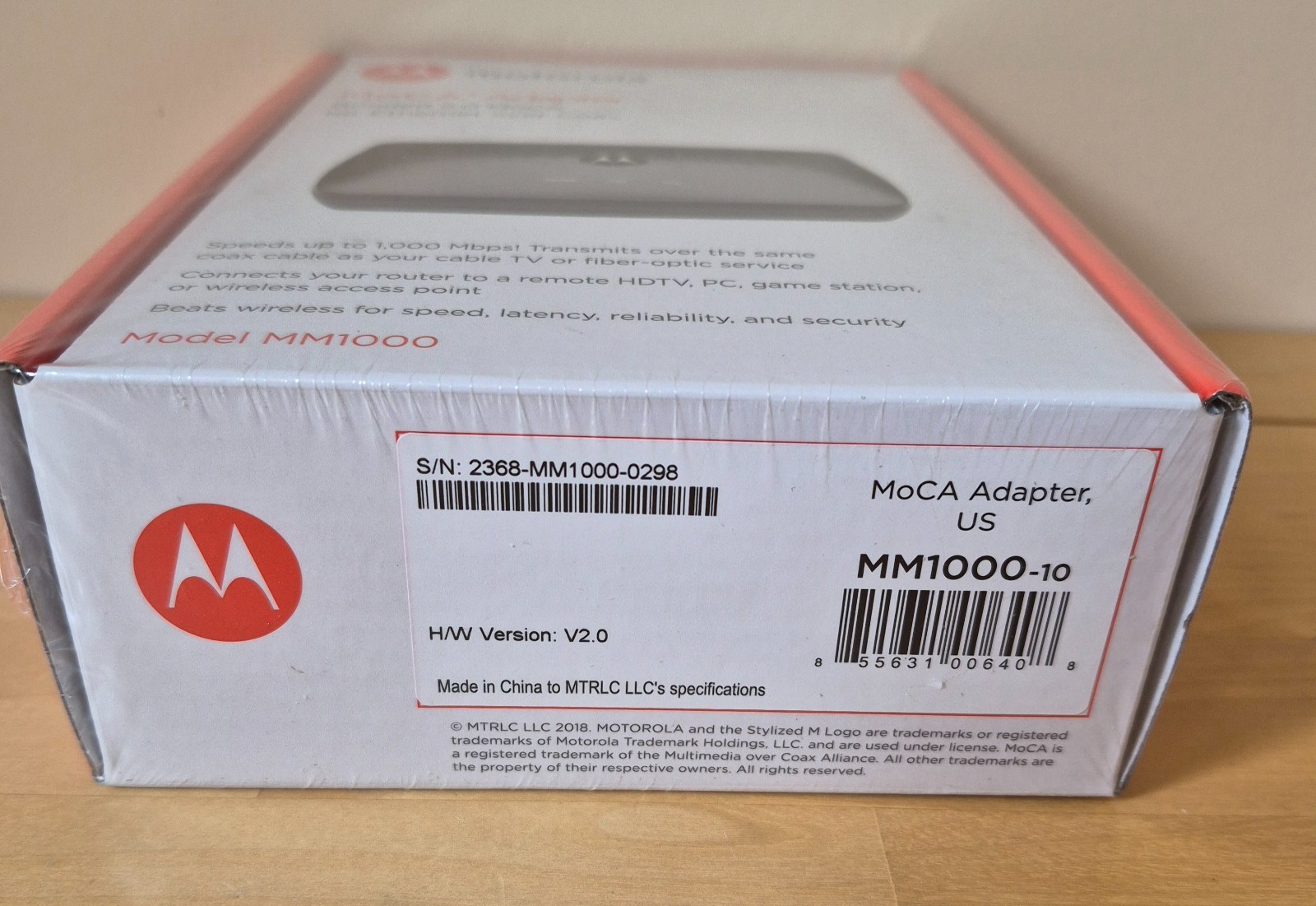 Motorola MOCA/MM1000 Adapter’s for Ethernet Over Coax Bonded 2.0 NEW SEALED