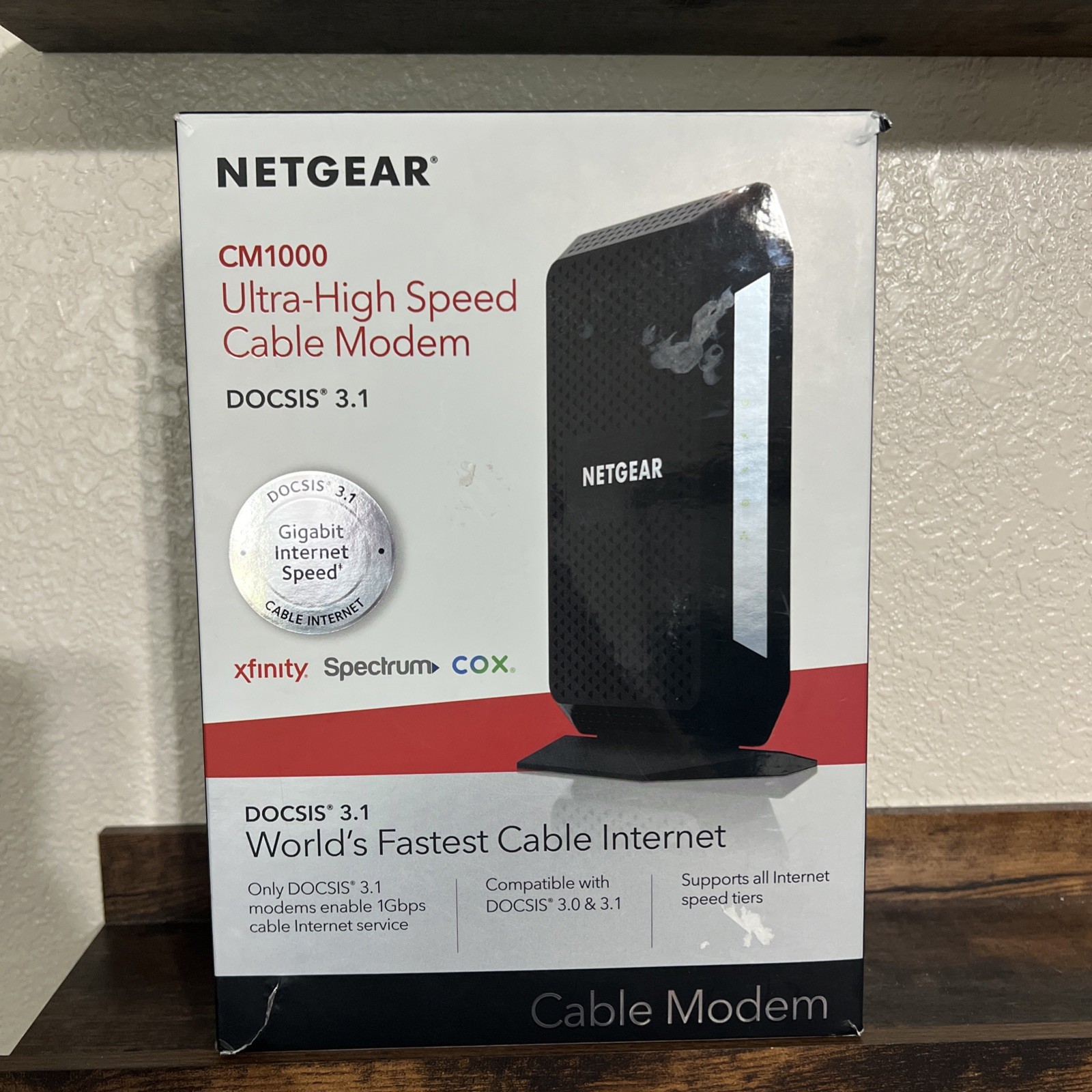 NETGEAR CM1000 DOCSIS 3.1 Cable Modem 1Gbps 1x RJ-45 Comcast Black