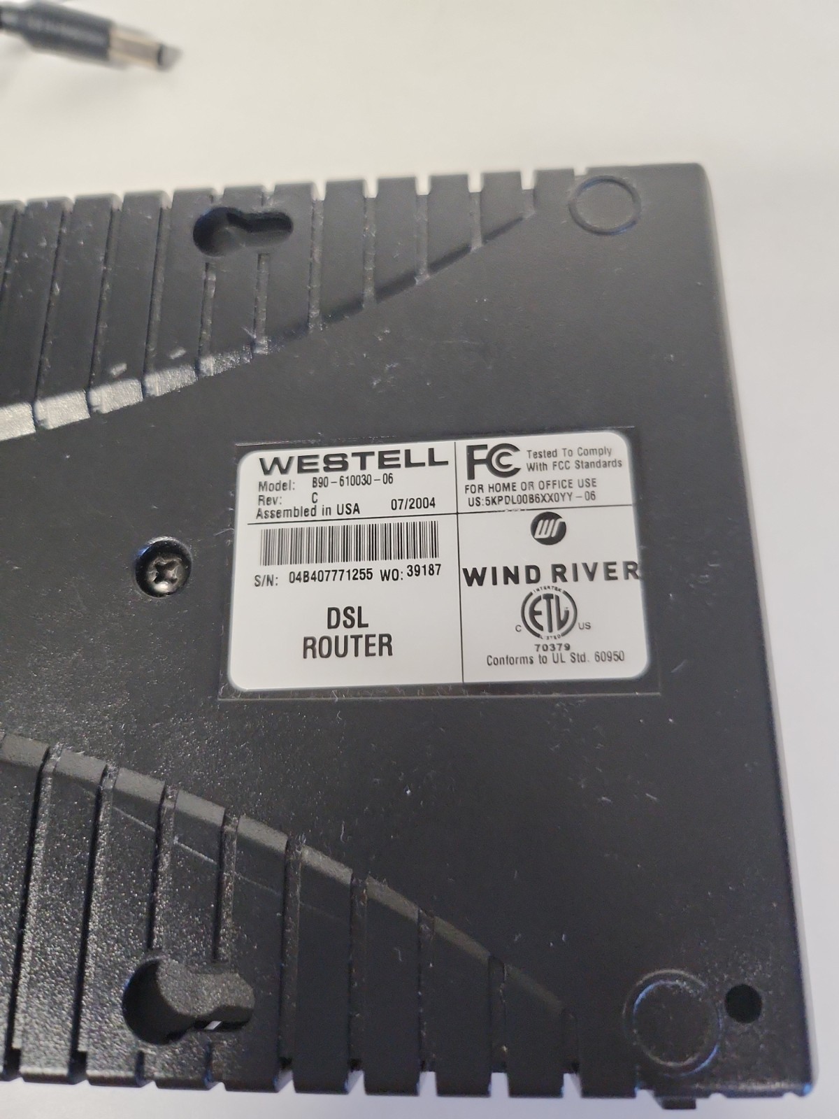 Westell Model C90-610030-06 Black DSL Router ( Unknown Condition)