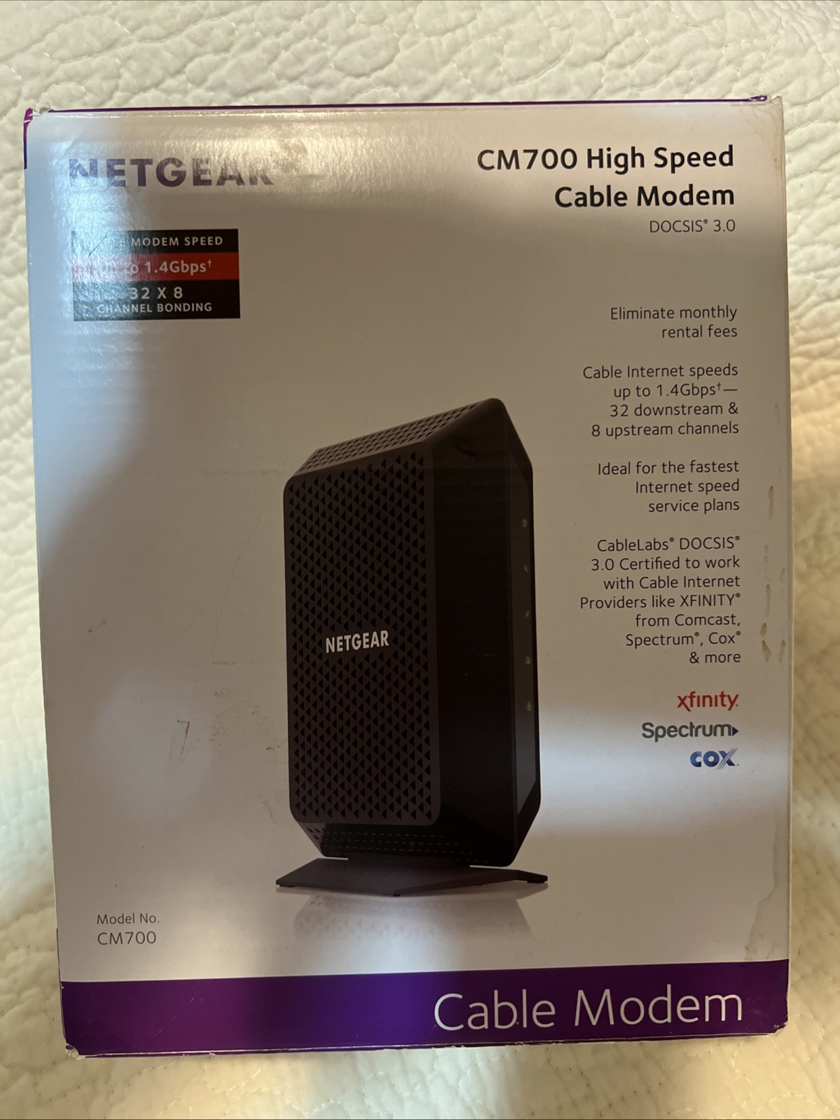 NETGEAR CM700-100NAR High Speed DOCSIS 3.0 Cable Modem No Ethernet Cable