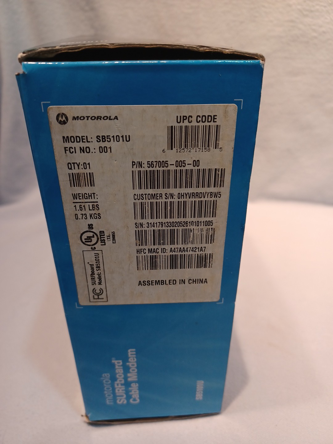 Motorola SURFboard SB5101U (567005-005-00) 38.91 Mbps NIB