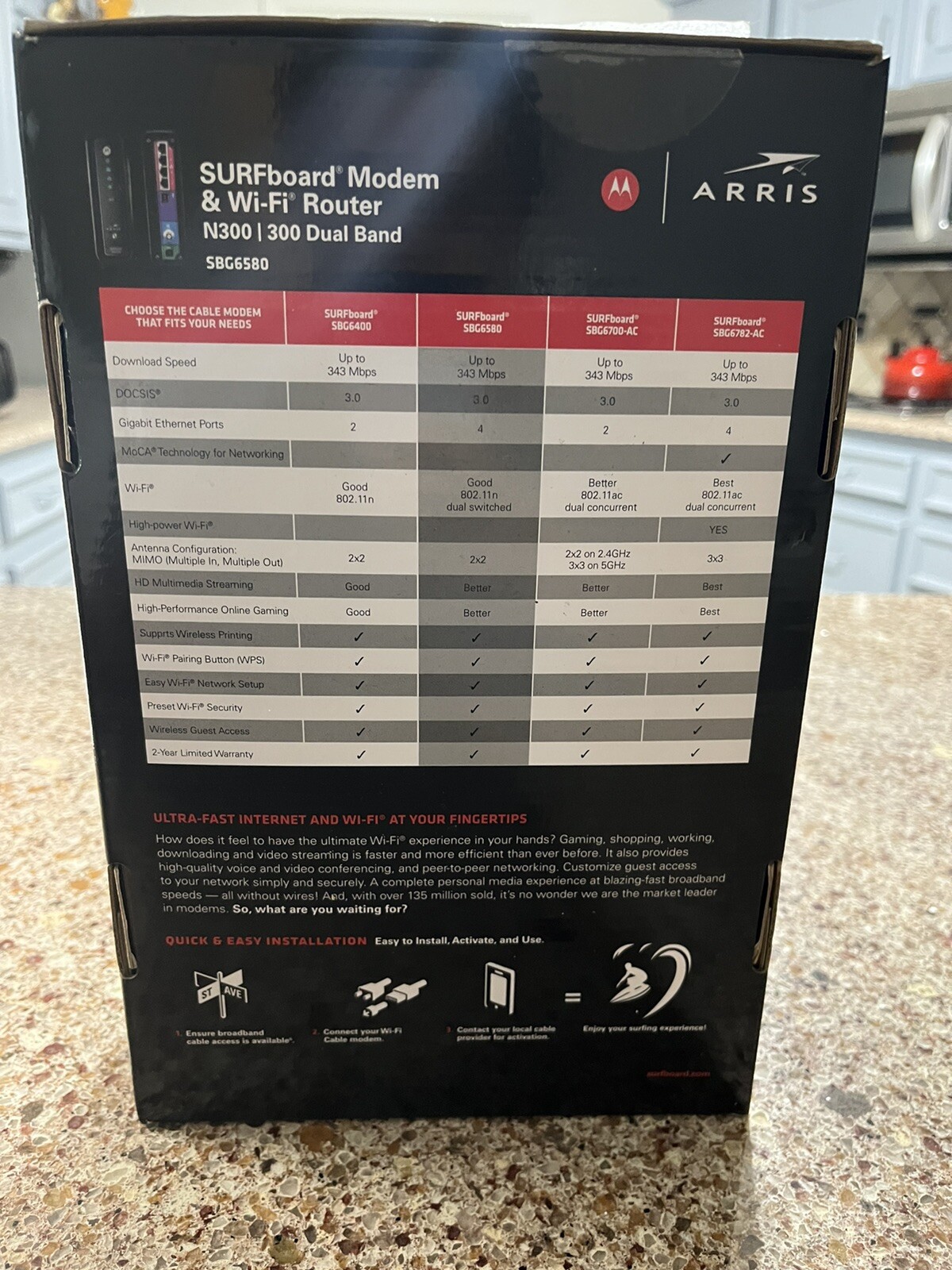 ARRIS SBG6580-2 8×4 DOCSIS 3.0 Cable Modem/Wi-Fi N600 N300