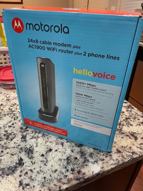 Motorola MT7711 24X8 Cable Modem and AC1900 Dual Band Wi-Fi Gigabit Router 2…
