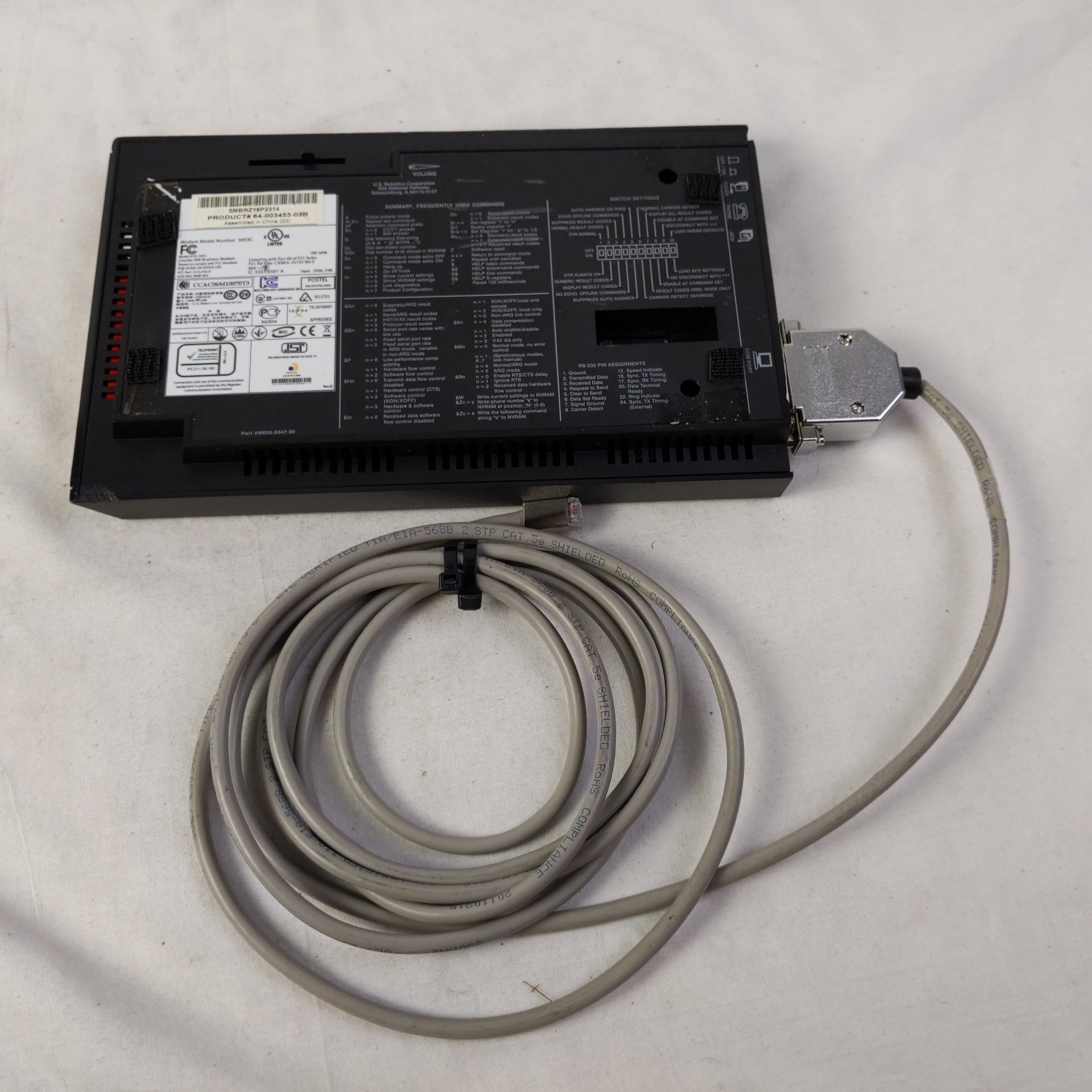 US Robotics 3453C External 56K Global Dial-up Modem – no power supply