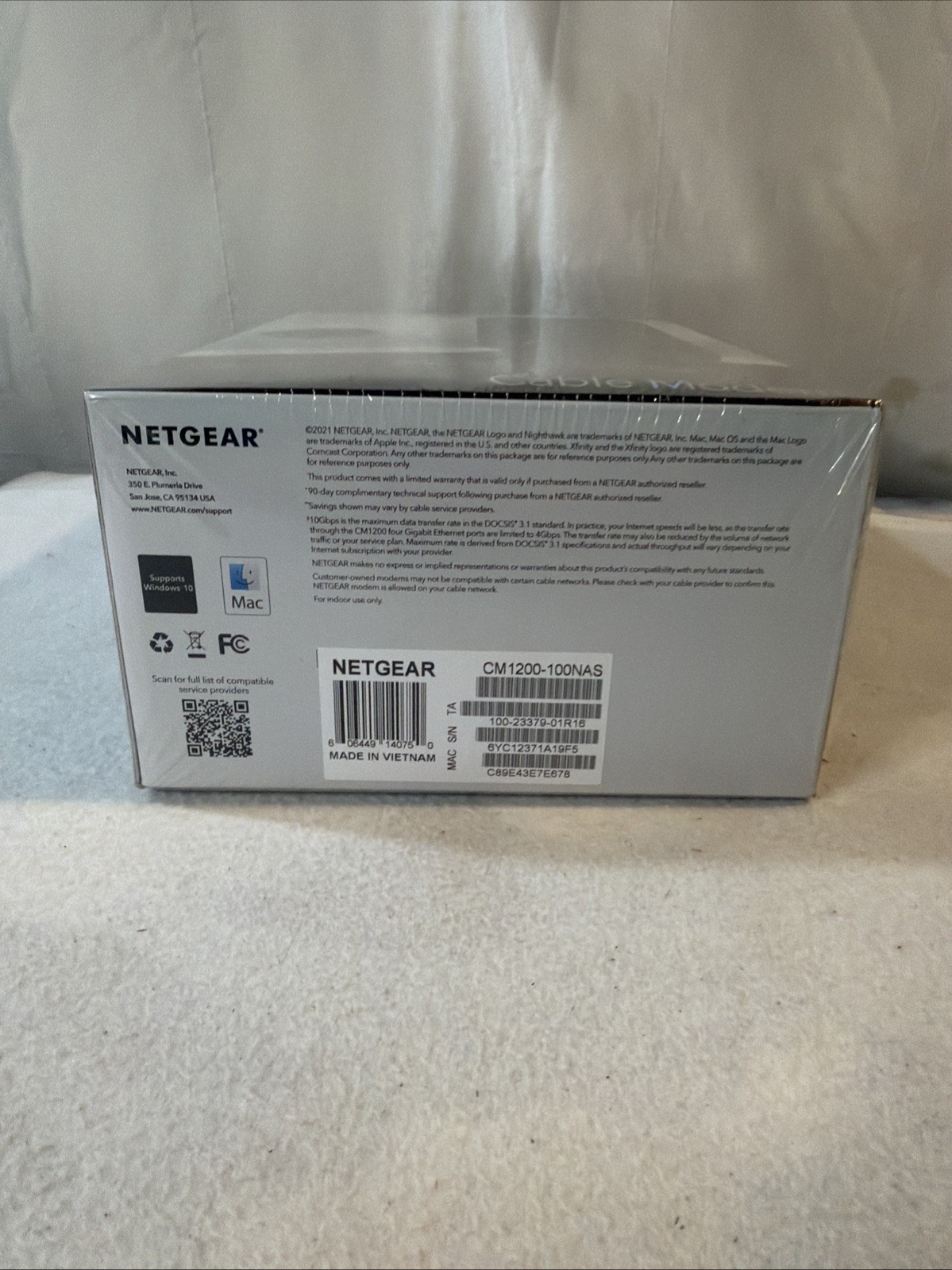 NETGEAR Nighthawk CM1200-100NAS DOCSIS 3.1 Cable Modem SEALED