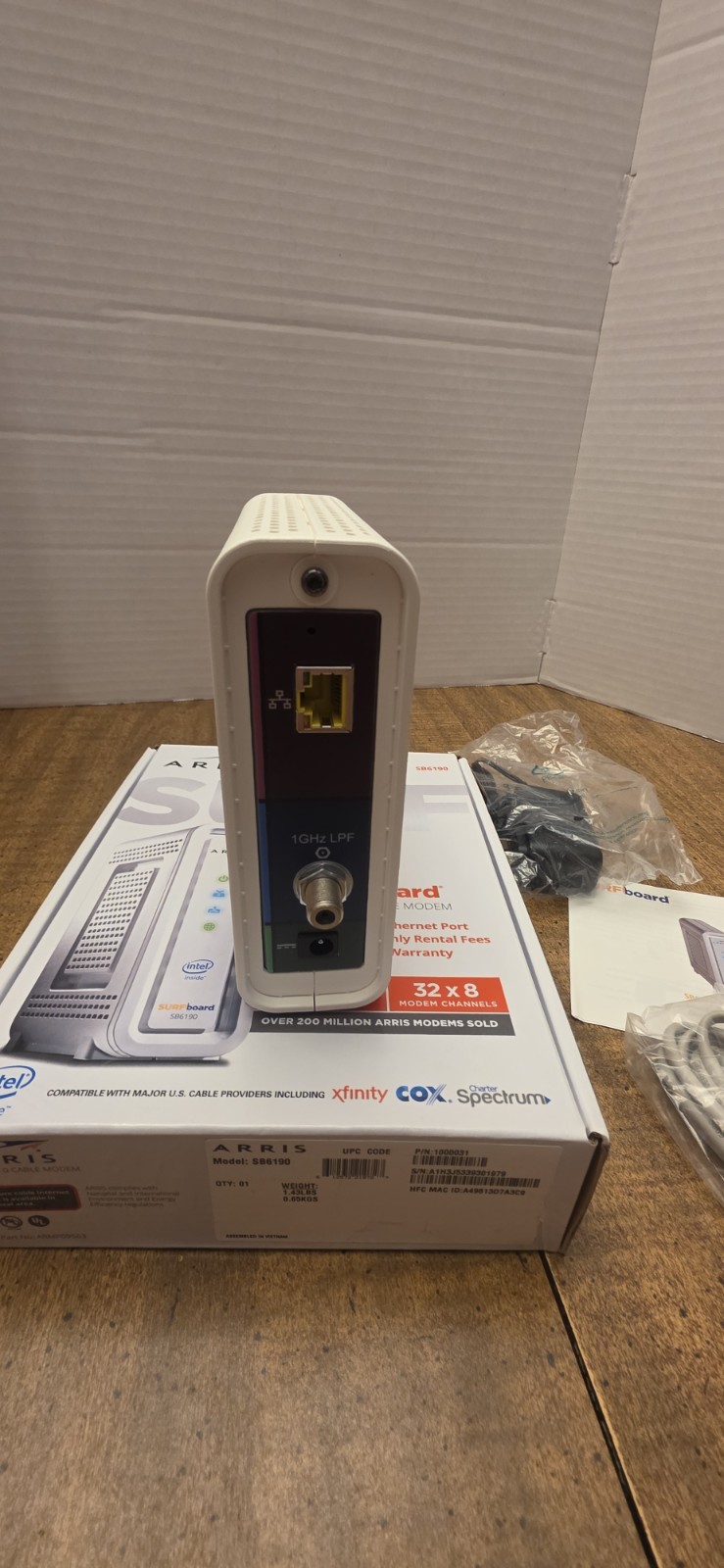ARRIS SURFboard DOCSIS 3.0 Cable Modem – SB6190 Xfinity Cox Charter Spectrum