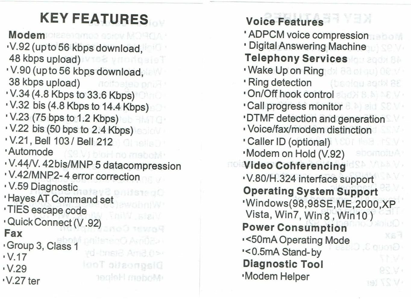 High-Speed USB 56K External Modem Windows 10/8/7/XP