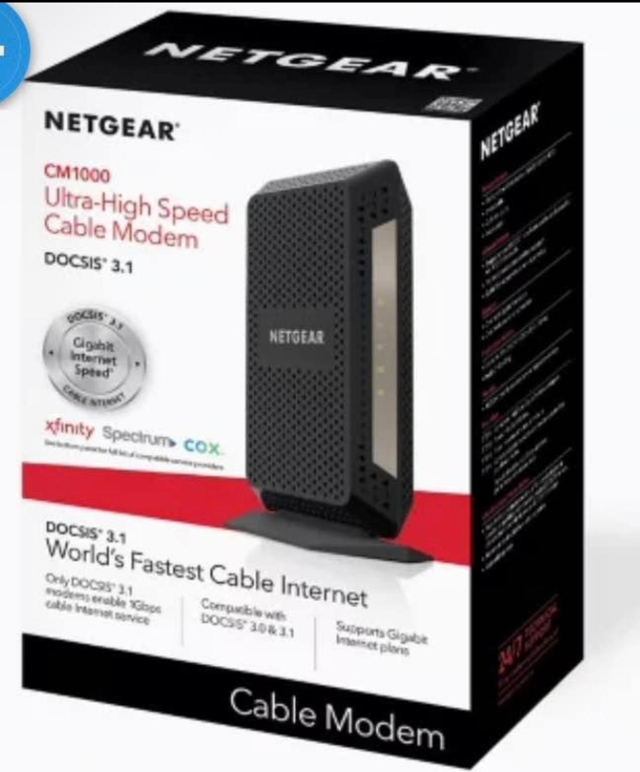 NETGEAR CM1000 Wired-Ethernet (RJ-45) Cable – CM1000100NAS (Black)
