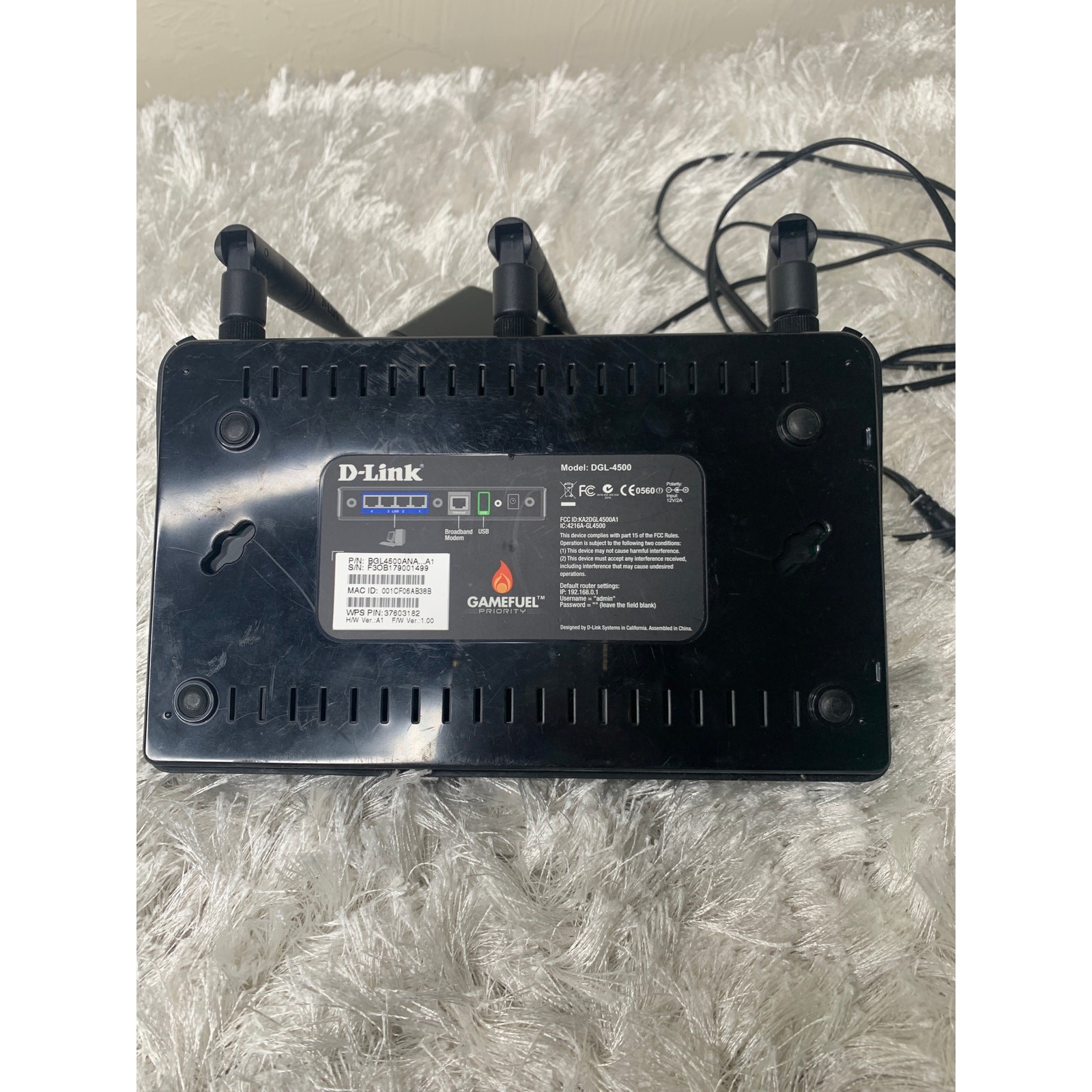 D Link GamerLounge Modem DGL-4500 Preowned See Pics