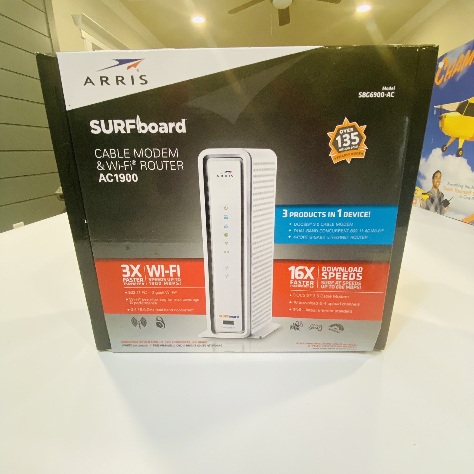 ARRIS SURFboard SBG6900AC Docsis 3.0 16×4 Cable Modem & AC1900 Wi-Fi Router