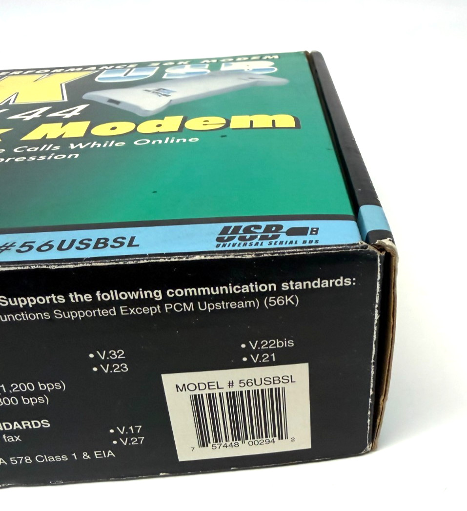 Vintage Best Data 56K USB V.92 V.44 External Data Fax Modem 56USBSL Win 98 XP