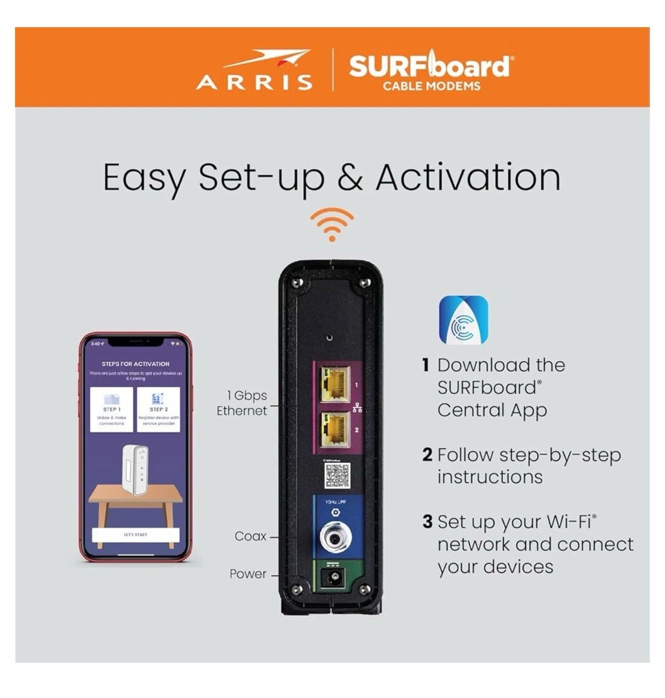 ARRIS SBG10 SURFboard AC1600 Dual-Band Cable Modem Router – Black REFURBISHED