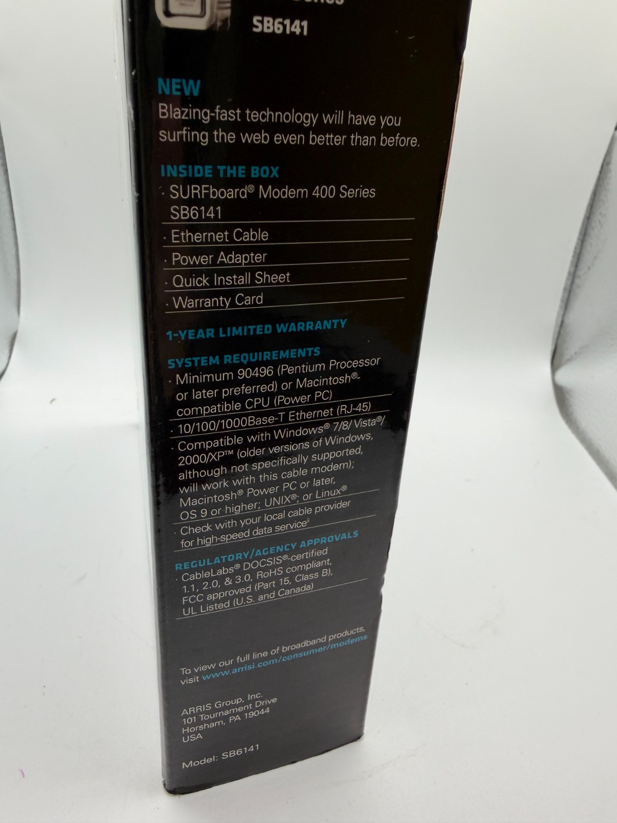 New Motorola ARRIS SURFboard SB6141 Cable Modem 400 Series DOCSIS 3.0