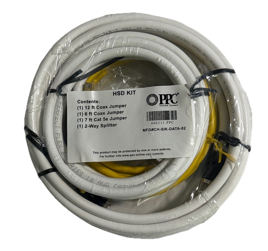 Spectrum HSD Kit By PPC 12′ & 6′ Coax Jumpers, 7′ Cat 5e, 2-Way Splitter