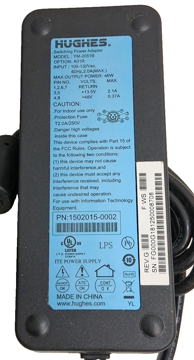 Hughes YM-2051B Satellite Power Adapter for HN1000/HN1100/HN9000 Complete