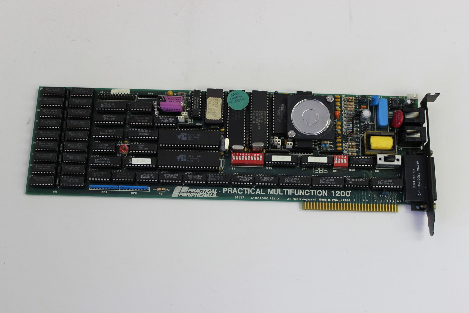 PRACTICAL PERIPHERALS 60300B MULTIFUNCTION 1200 MODEM 8 BIT ISA ADAPTER A1007000