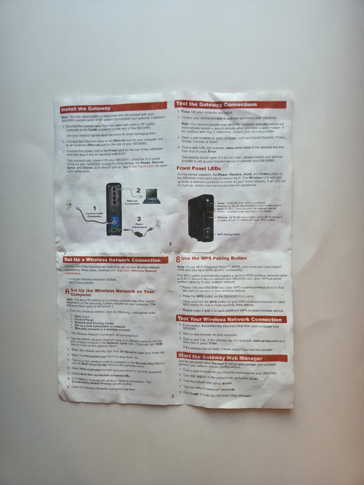 NEW Motorola ARRIS SURFboard SBG6580 DOCSIS 3 Cable Modem and Wi-Fi Router N300