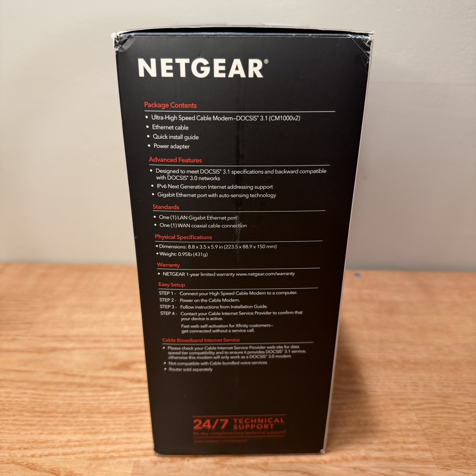 NETGEAR CM1000 DOCSIS 3.1 Cable Modem 1 Gbps Gigabit Ethernet CM1000-100NAS