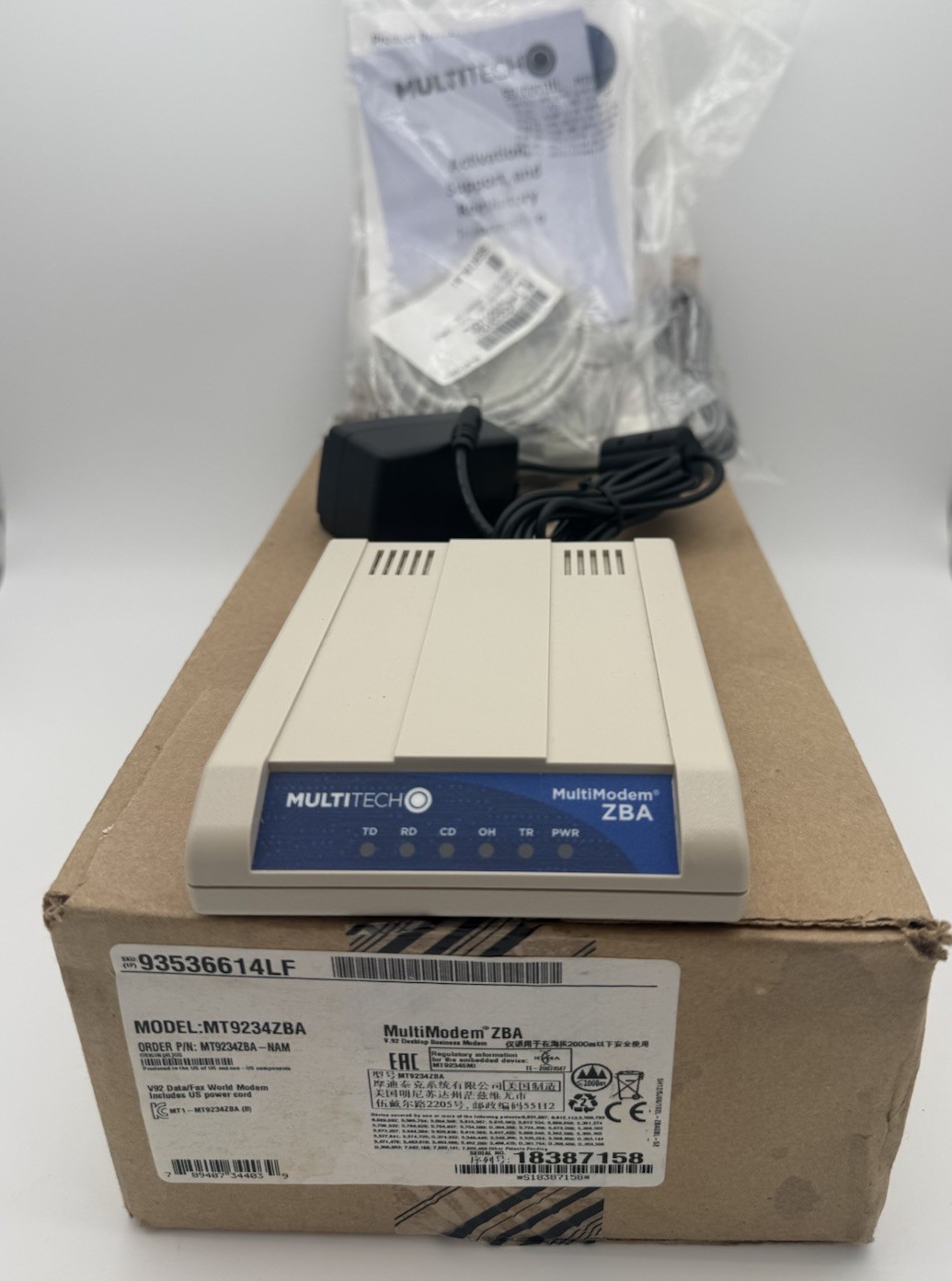 Multitech MT9234ZBA-NAM MultiModem ZBA V.92 Data/Fax World Modem New/Open Box