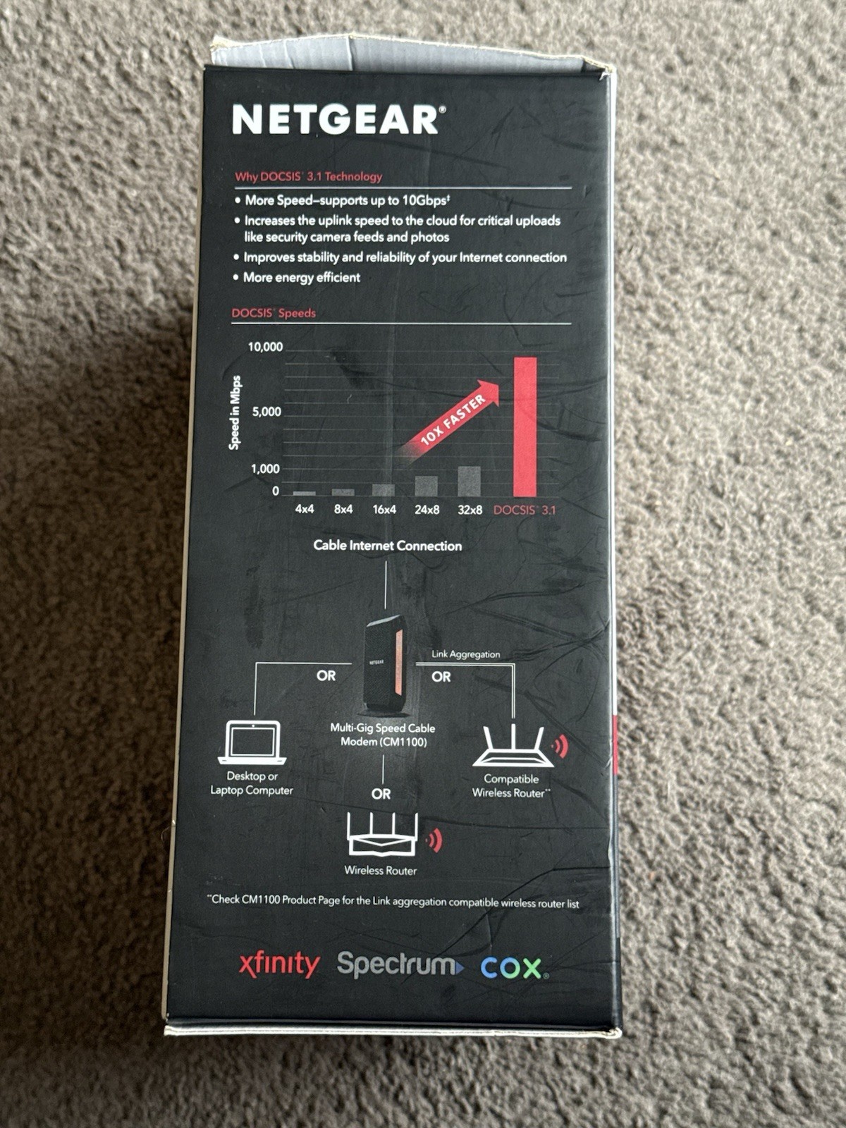 NETGEAR Nighthawk CM1100 Multi-Gig Speed Cable Modem Black