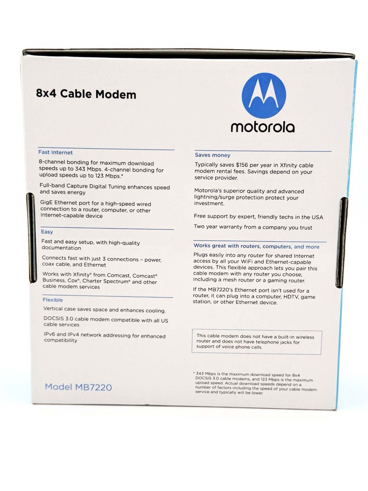 Motorola MB7220 DOCSIS /3.0 Cable Modem 8×4 343 mbps