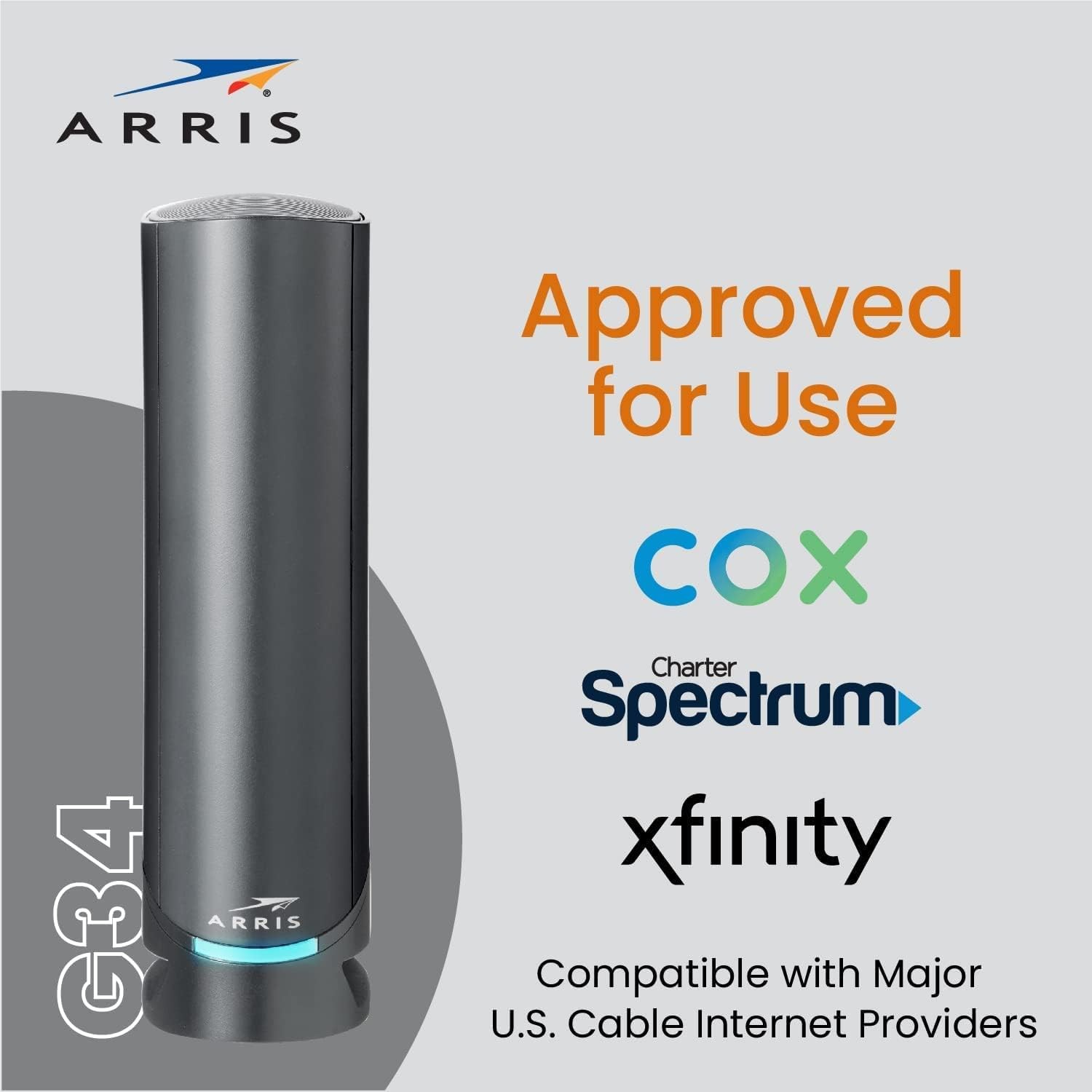 ARRIS Surfboard G34-RB AX3000 DOCSIS3.1 Cable Modem Router Certified Refurbished
