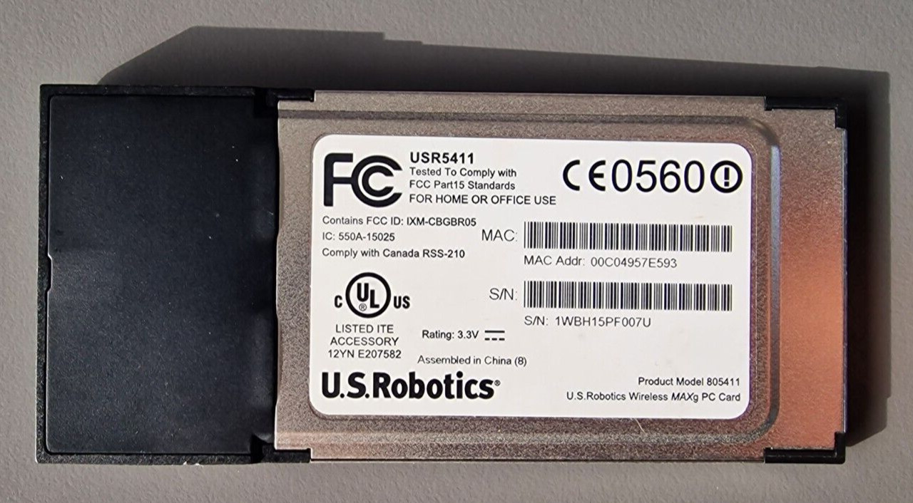U.S. Robotics Wireless MAXg PC Card USR5411 (PC Card) for Laptop USR5411/805411