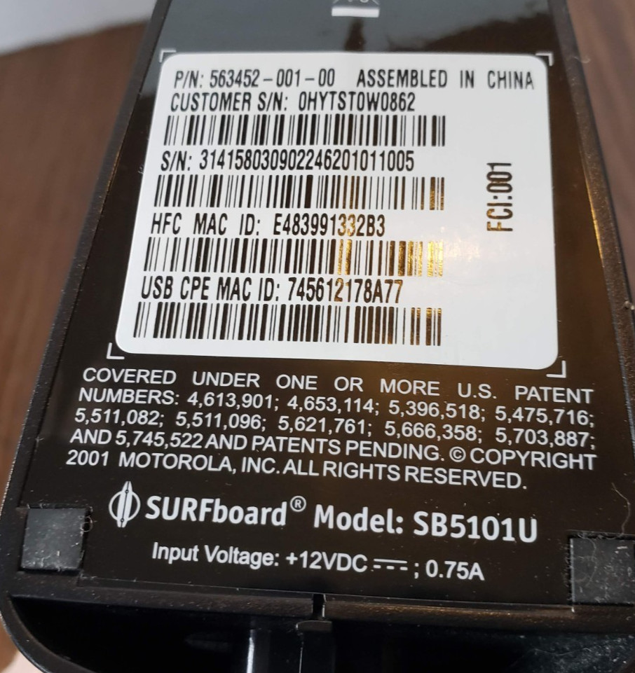 Motorola SURFboard SB5101U Cable Modem