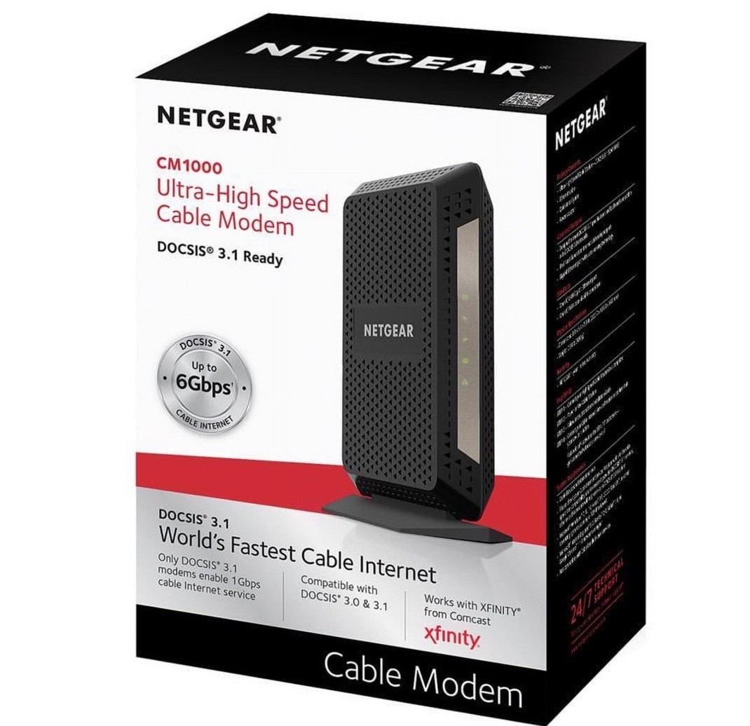 NETGEAR CM1000 DOCSIS 3.1 Cable Modem 6Gbps 1x RJ-45 XFINITY Black