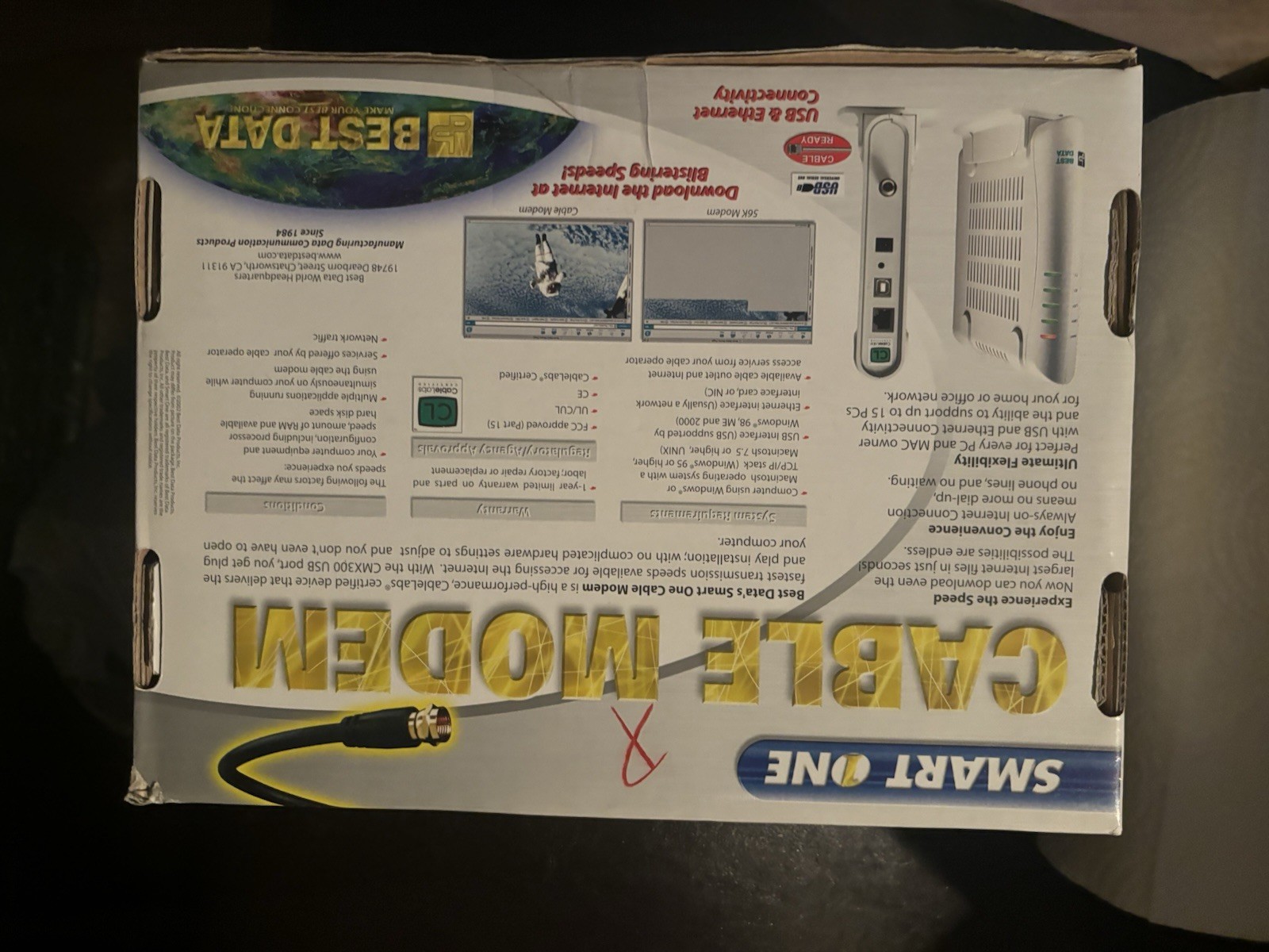 Best Data Smart One CMX300 Cable Modem Wired-Ethernet RJ-45 White
