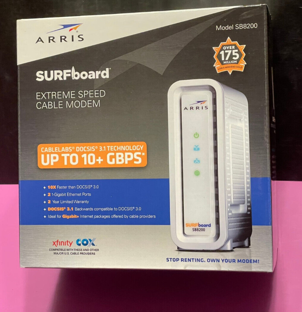 ARRIS SURFboard SB8200 DOCSIS 3.1 Cable Modem – Open Box Tested – Sync Verified
