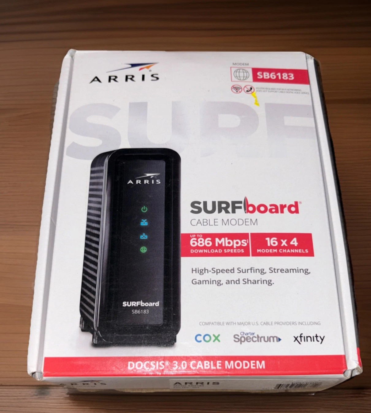 Arris Surfboard SB6183 Cable Modem 686 mbps 16×4 Docsis 3.0 New open box Xfinity