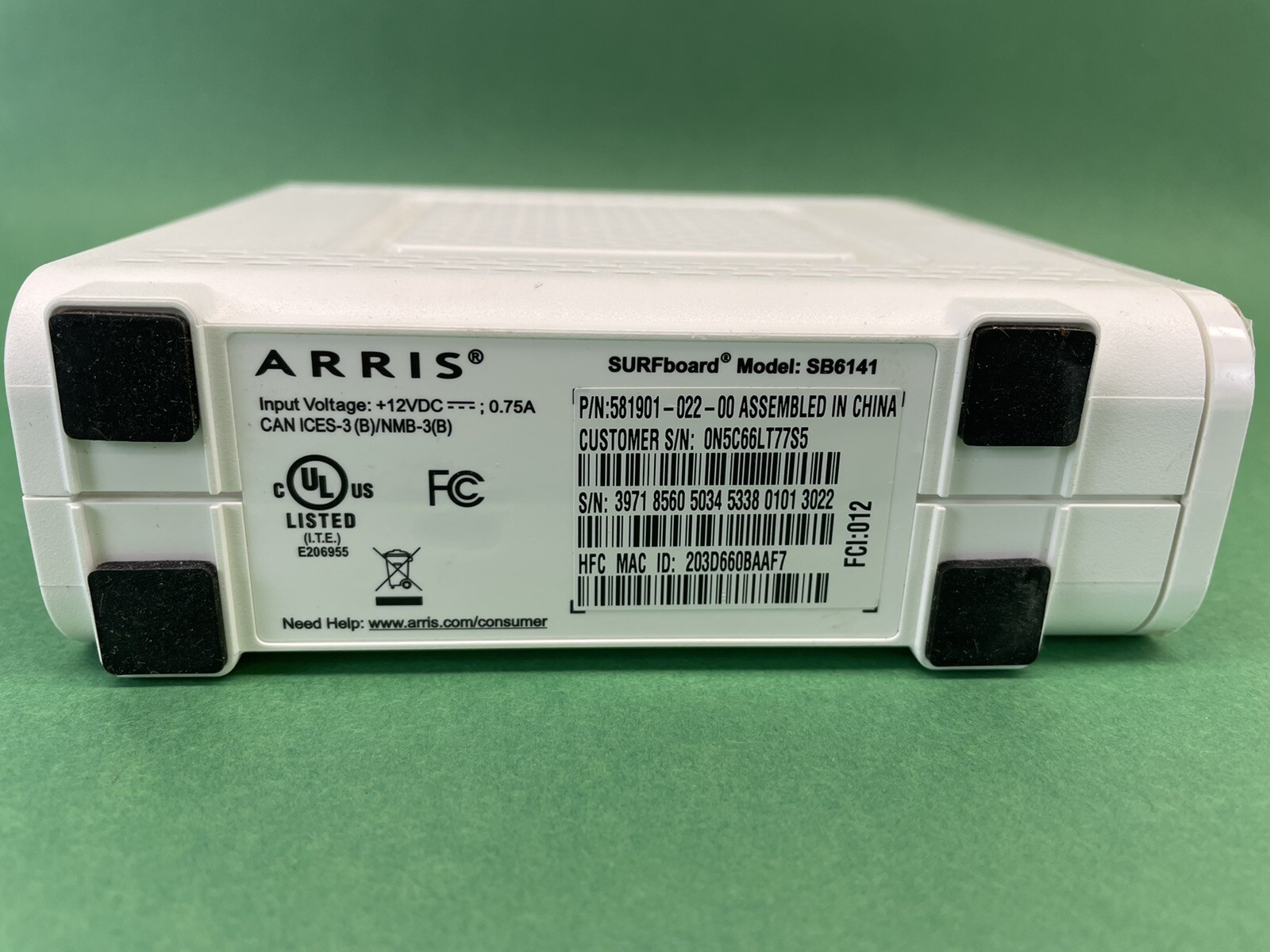 Arris SURFboard Modem 400 Series SB6141 343 Mbps DOCSIS 3.0 Ethernet